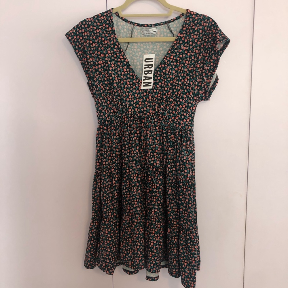 URBAN OUTFITTERS JULIA TIERED RUFFLE MINI DRESS